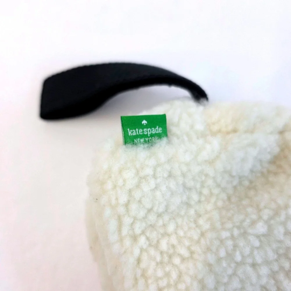 Kate Spade New York Sherpa Cream Fleece Cosmetic Bag Pouch Womens Small